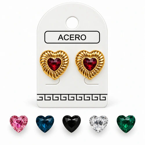 Aro AQD pasante corazon con strass