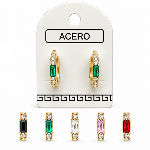 Aro AQ Dorado argollita con cubic rectangular finito