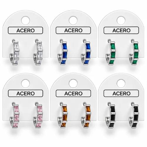 Aro AQ argollita con piedras rectangulares