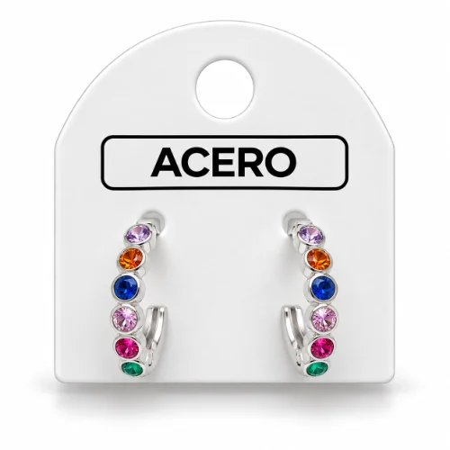 Aro AQ Blanco argollitas strass redonditos sin fin