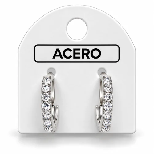 Aro AQ Blanco argollitas strass redonditos sin fin
