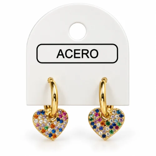 Aro AQ Dorado argollita con dije strass