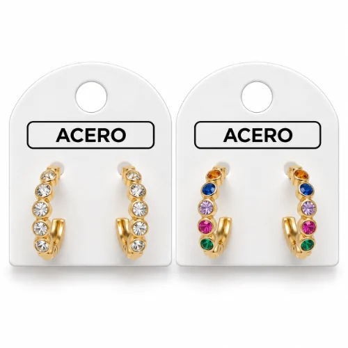Aro AQ Dorado argollitas strass redonditos sin fin