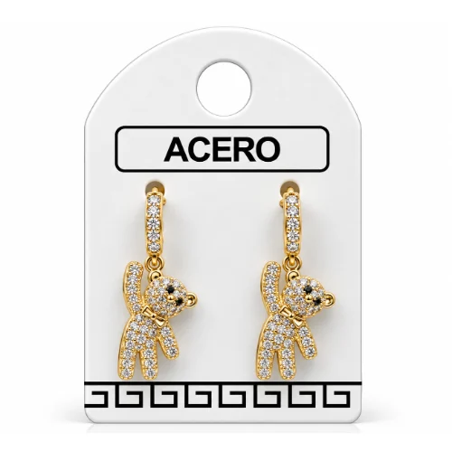 Aro AQ dorado argollita con osito colgante