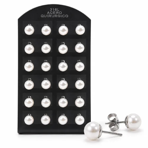 Aro AQ perla pegada 6mm blister x12 pares