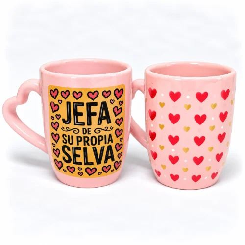 Taza bombe Tina asa corazon con decoración