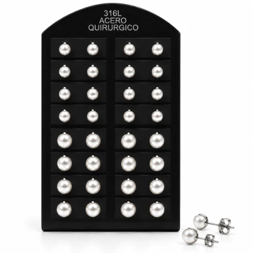 Aro AQ perla engarzada  6-8mm blister x12 pares