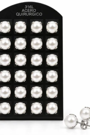 Aro AQ perla engarzada 10mm blister x12 pares