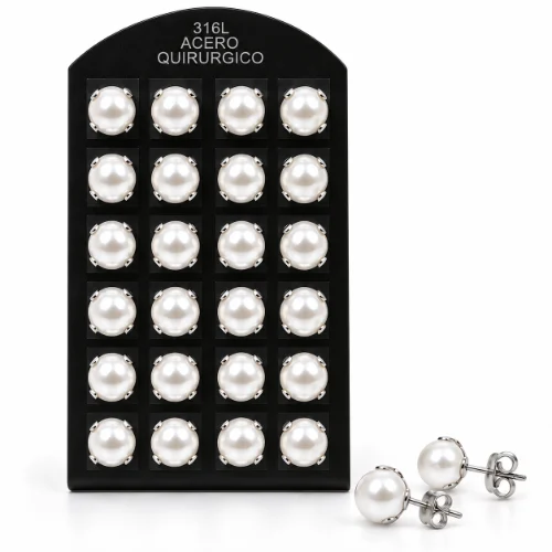 Aro AQ perla engarzada 10mm blister x12 pares