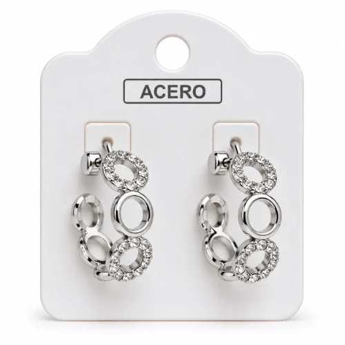 Aro AQ Plateado argolla caladas con strass