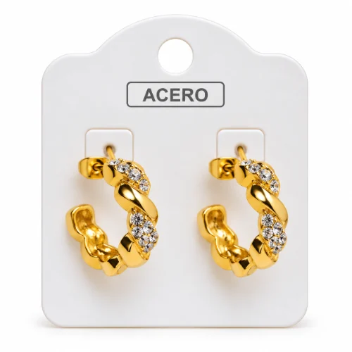 Aro AQ Dorado argolla retorcida con strass